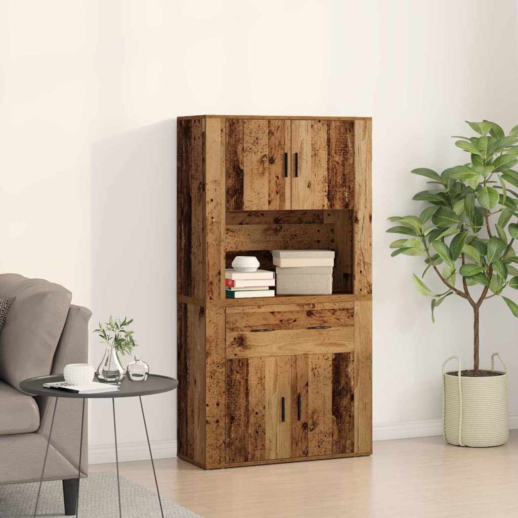 Highboard Old Wood 80x33x150 cm Engineered Wood - Millennium Furniture