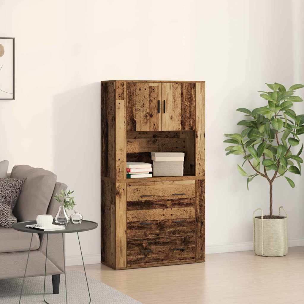 Highboard Old Wood 80x33x150 cm Engineered Wood - Decor Base