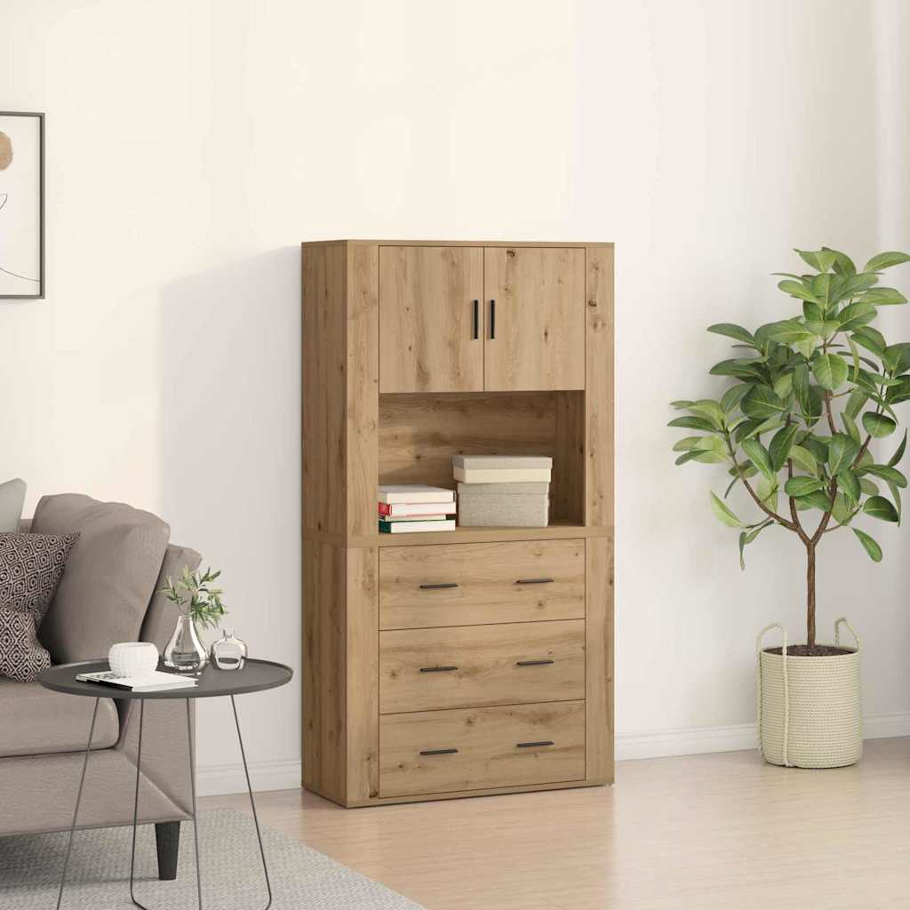 Highboard Artisan Oak 80x33x150 cm Engineered Wood - Millennium Furniture
