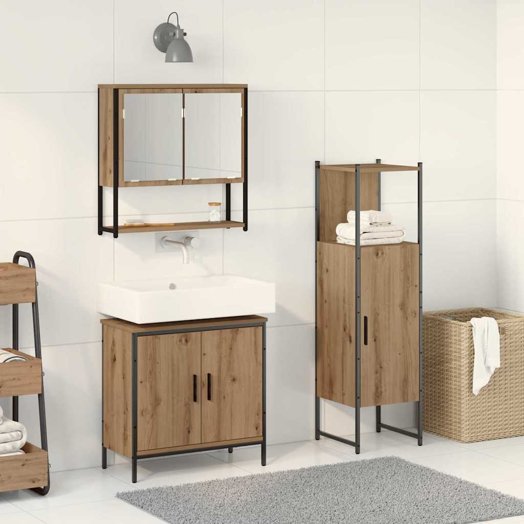 3 Piece Bathroom Furniture Set Artisan Oak Engineered Wood - Sid & Sam