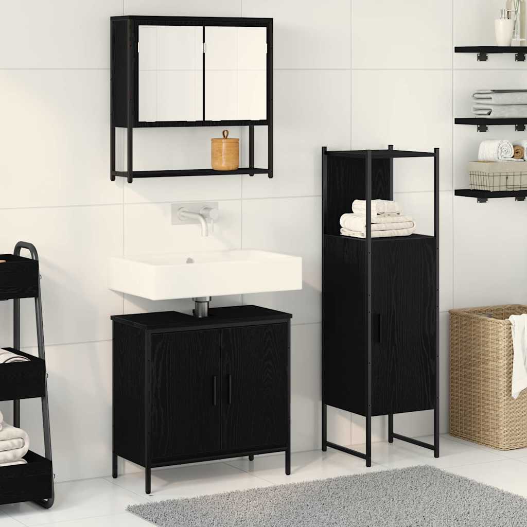 3 Piece Bathroom Furniture Set Black Oak Engineered Wood - Tyrell & Tyrell