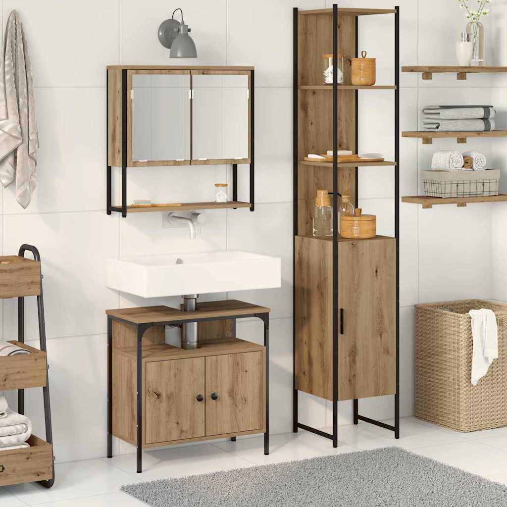 3 Piece Bathroom Furniture Set in Artisan Oak, Made from Engineered Wood - Casper Homes