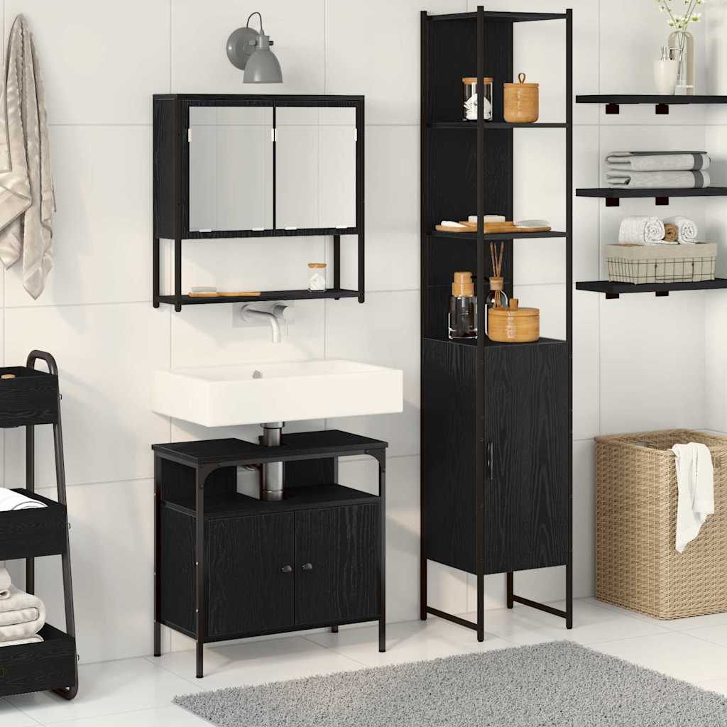3 Piece Bathroom Furniture Set in Black Oak - Casper Homes
