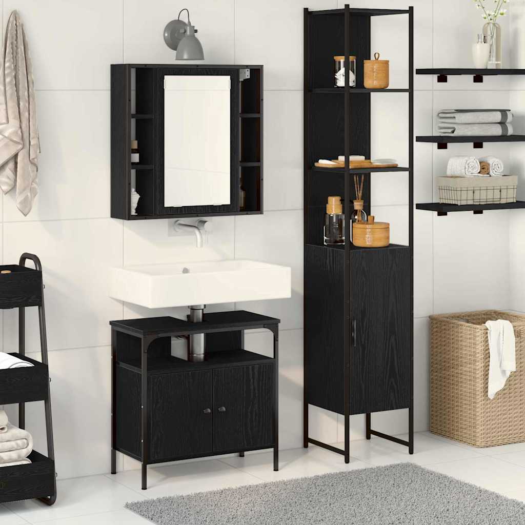 3 Piece Bathroom Furniture Set - Black Oak Engineered Wood - Tyrell & Tyrell