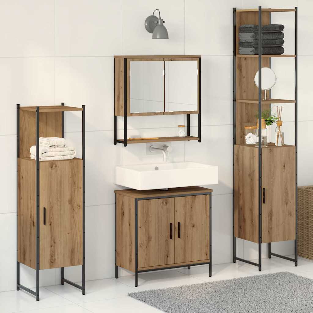 4 Piece Bathroom Furniture Set Artisan Oak Engineered Wood - Merkel Designers
