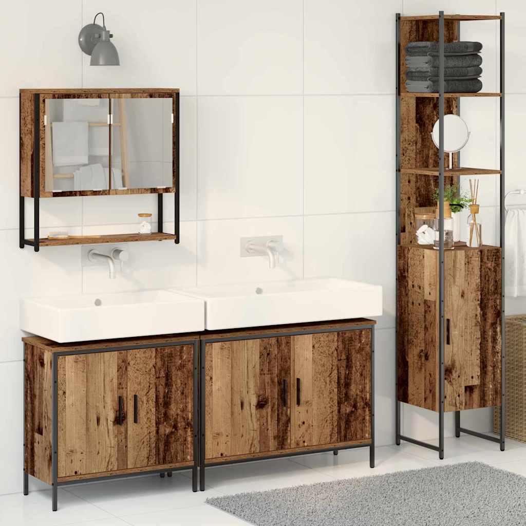 4 Piece Bathroom Furniture Set - Old Wood - Engineered Wood - Design Hut