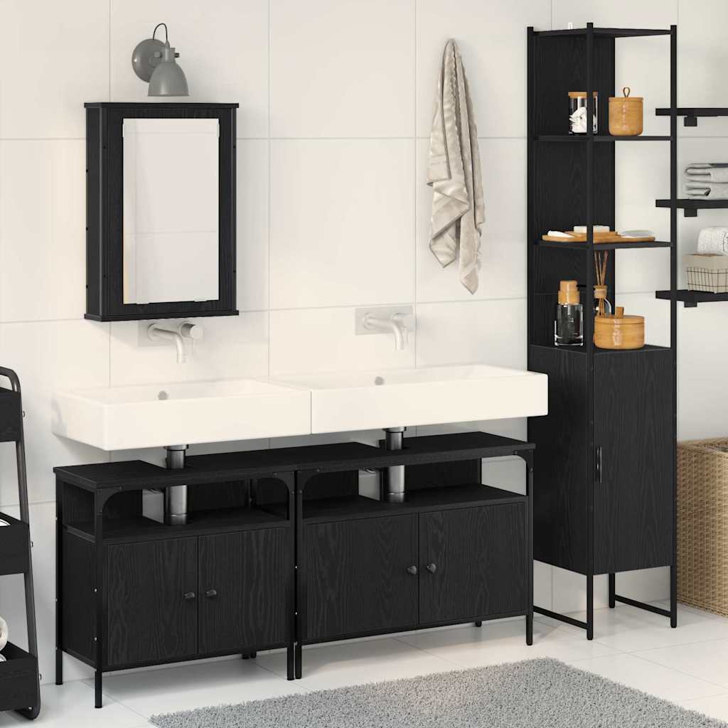 4 Piece Bathroom Furniture Set in Black Oak - Engaging Engineered Wood - Design Hut
