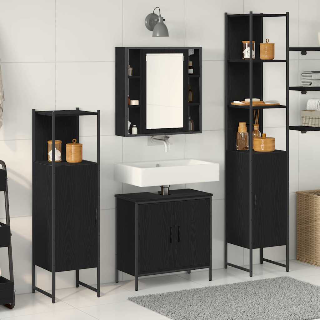 4 Piece Bathroom Furniture Set Black Oak Engineered Wood - Millennium Furniture