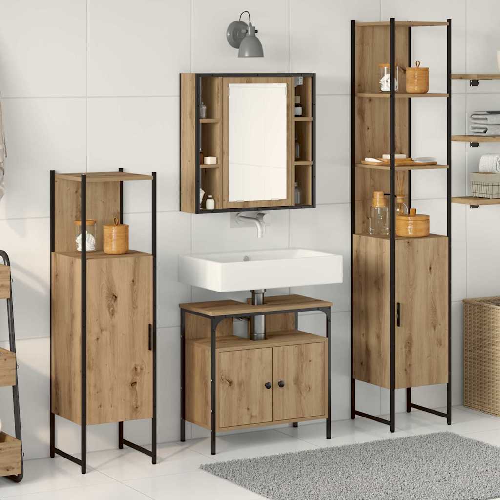 4 Piece Bathroom Furniture Set in Artisan Oak Engineered Wood - Discount Dealers