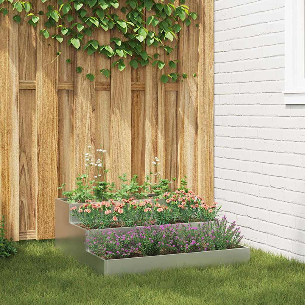 REHAL Garden Planter 90x90x35 cm Galvanised Steel - Silver - Design Hut