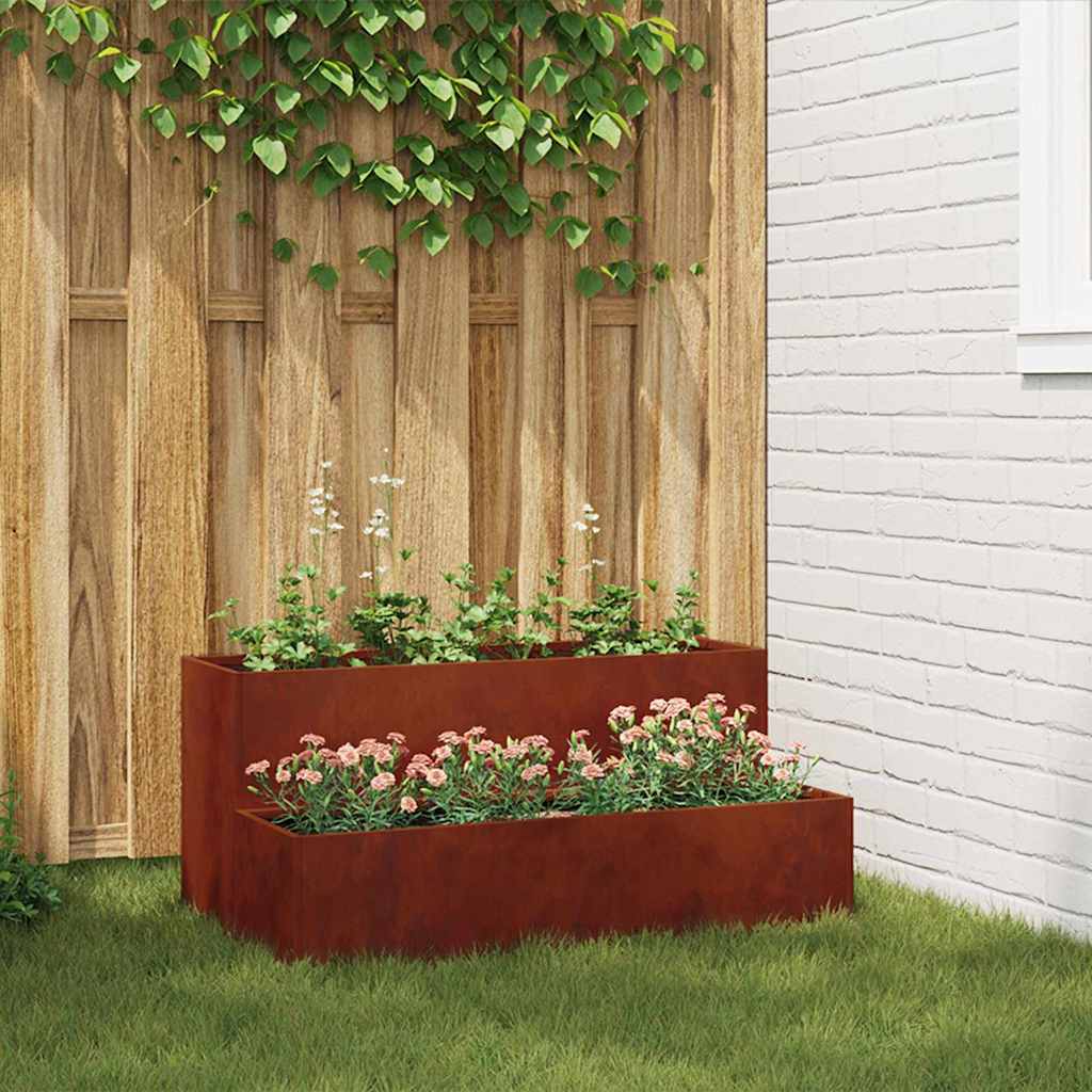 REHAL Garden Planter Rusty 100x60x45 cm Weathering Steel - Design Hut