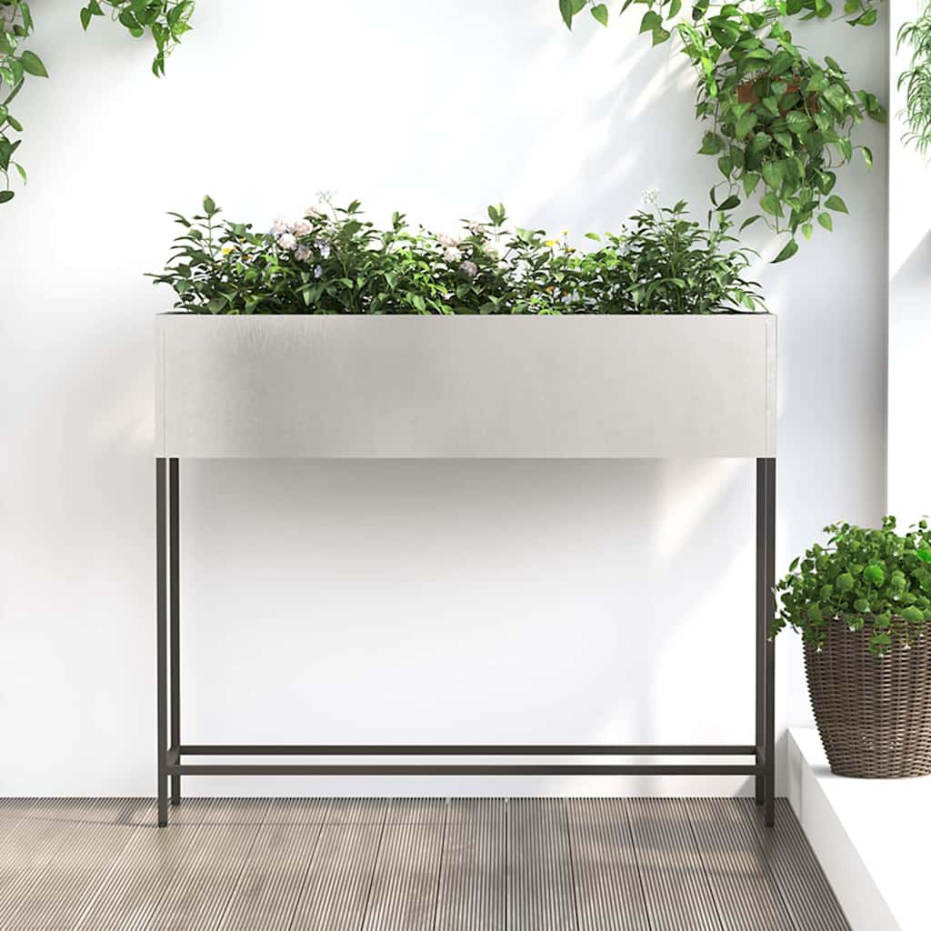 REHAL Raised Garden Planter 100x26x82 cm Stainless Steel - Silver - Design Hut