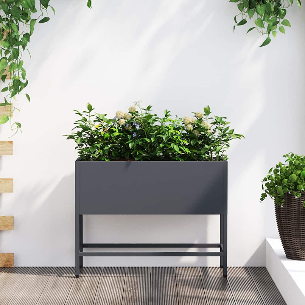 REHAL Raised Garden Planter Anthracite 60x26x45 cm Steel - Design Hut