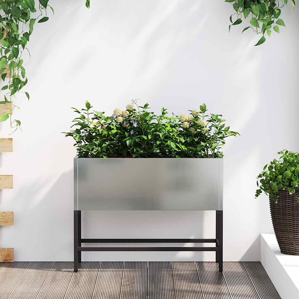 REHAL Raised Garden Planter 60x26x45 cm Galvanised Steel - Silver - Design Hut