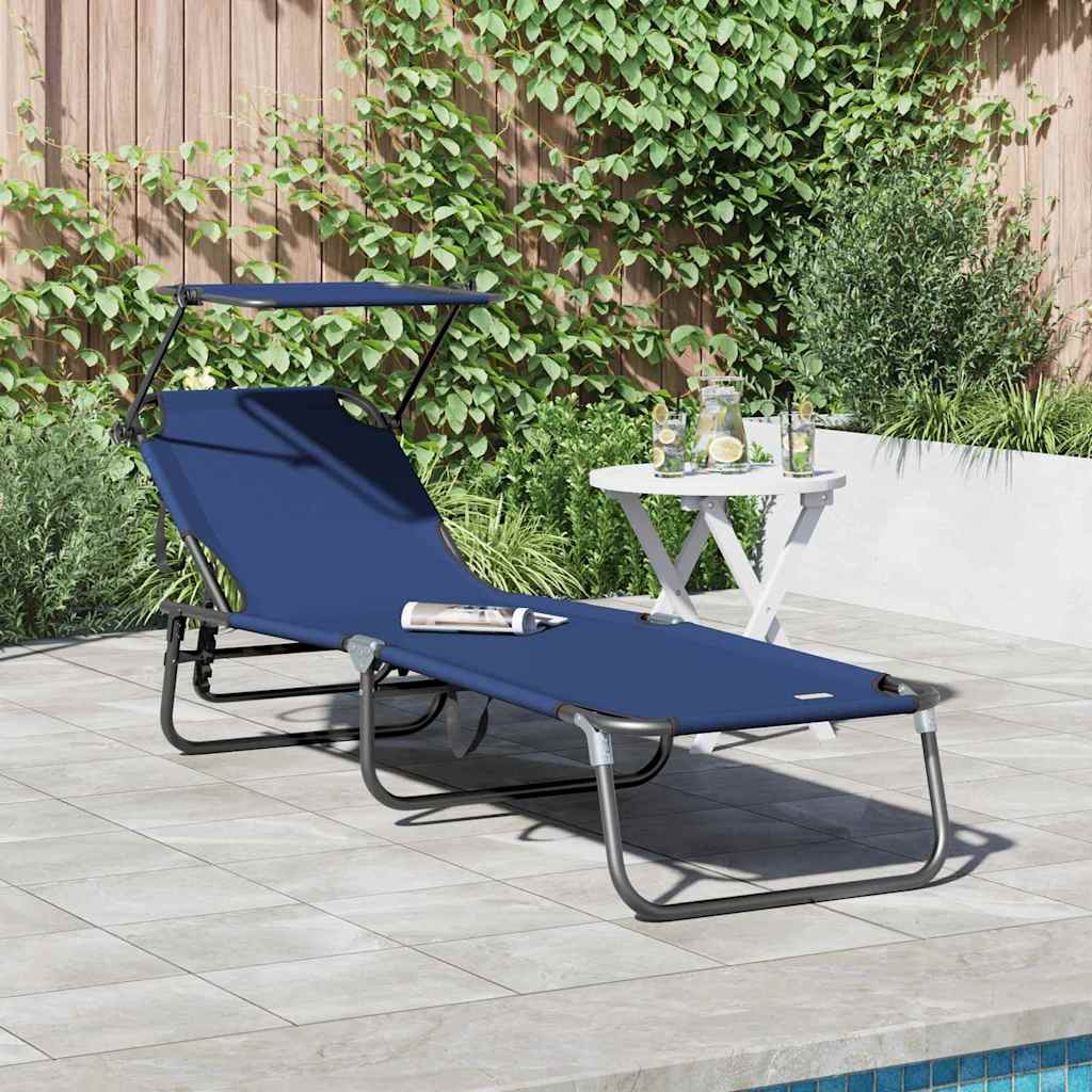 NEAGLEN Folding Sun Lounger Folding 190x57x81 cm Oxford - Blue - Charlotte Dunes