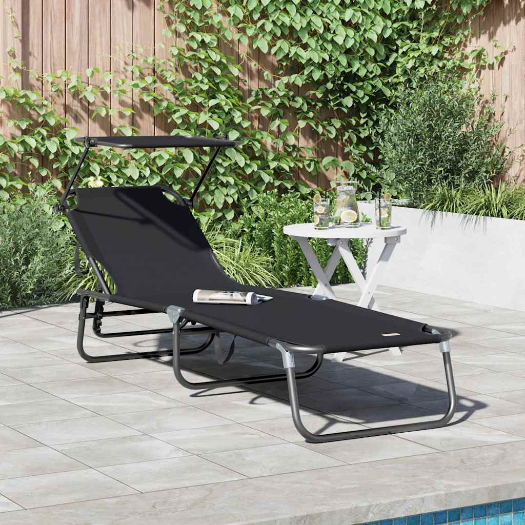NEAGLEN Folding Sun Lounger Folding 190x57x81 cm Oxford - Black - Charlotte Dunes