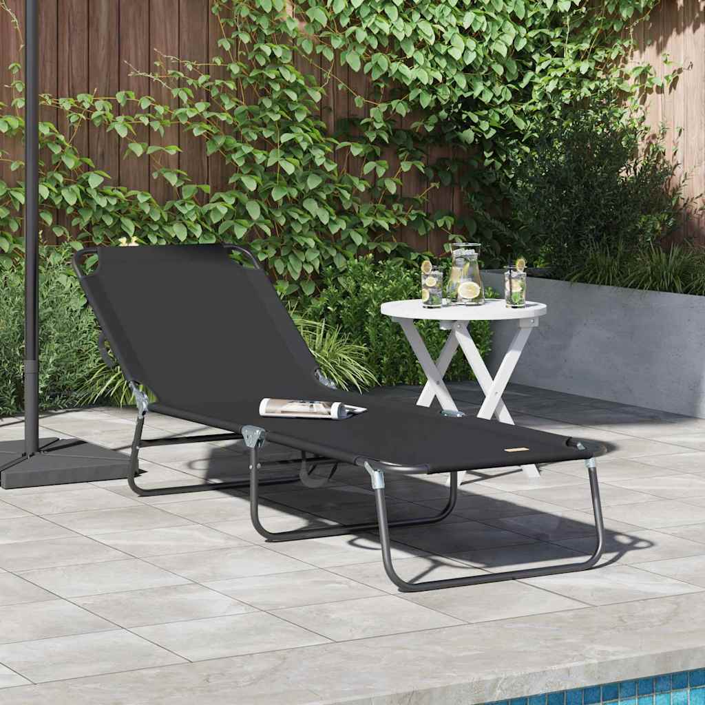 NEAGLEN Folding Sun Lounger Folding 188x57x86.5 cm Polyester - Black - Charlotte Dunes