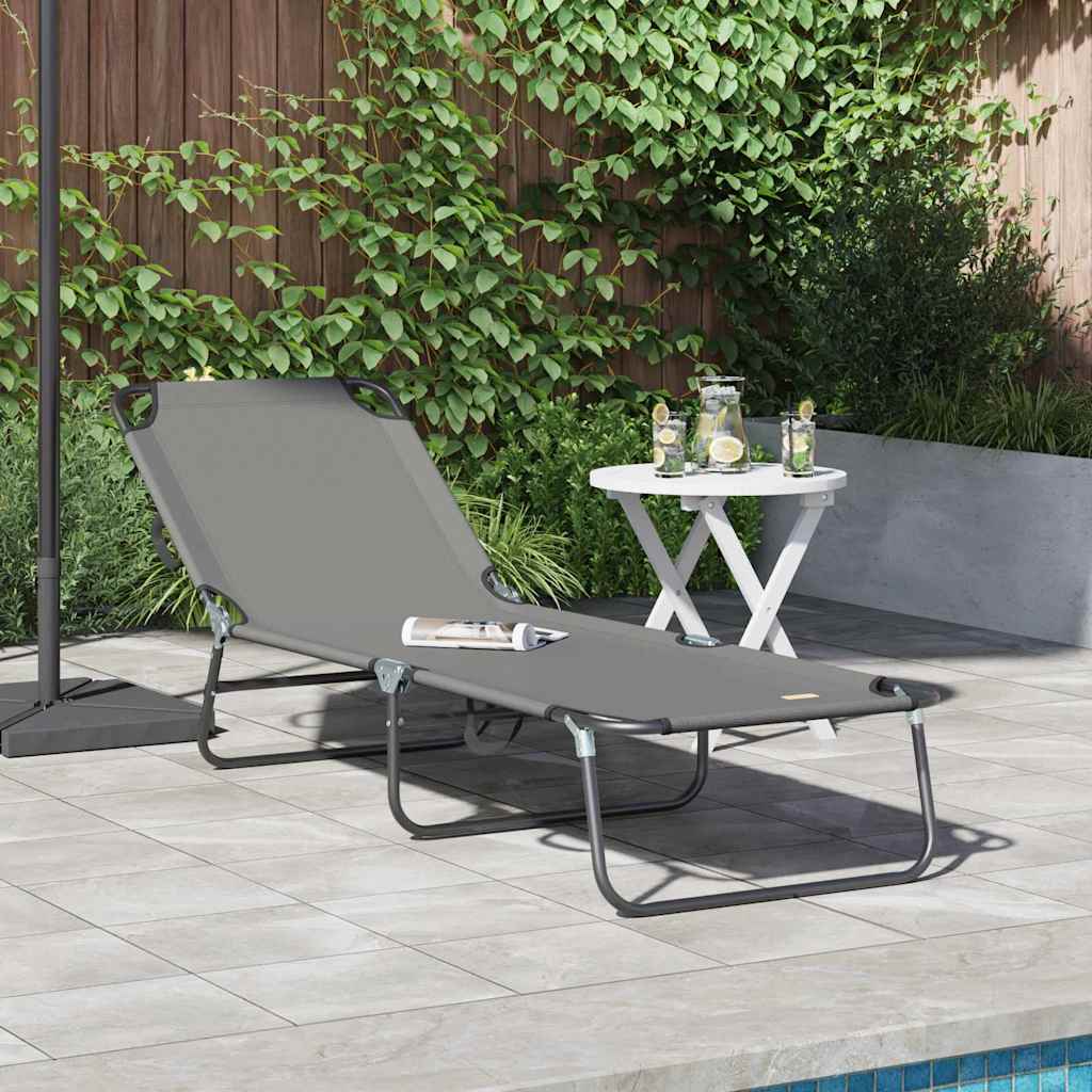 NEAGLEN Folding Sun Lounger Folding 188x57x86.5 cm Polyester - Grey - Charlotte Dunes
