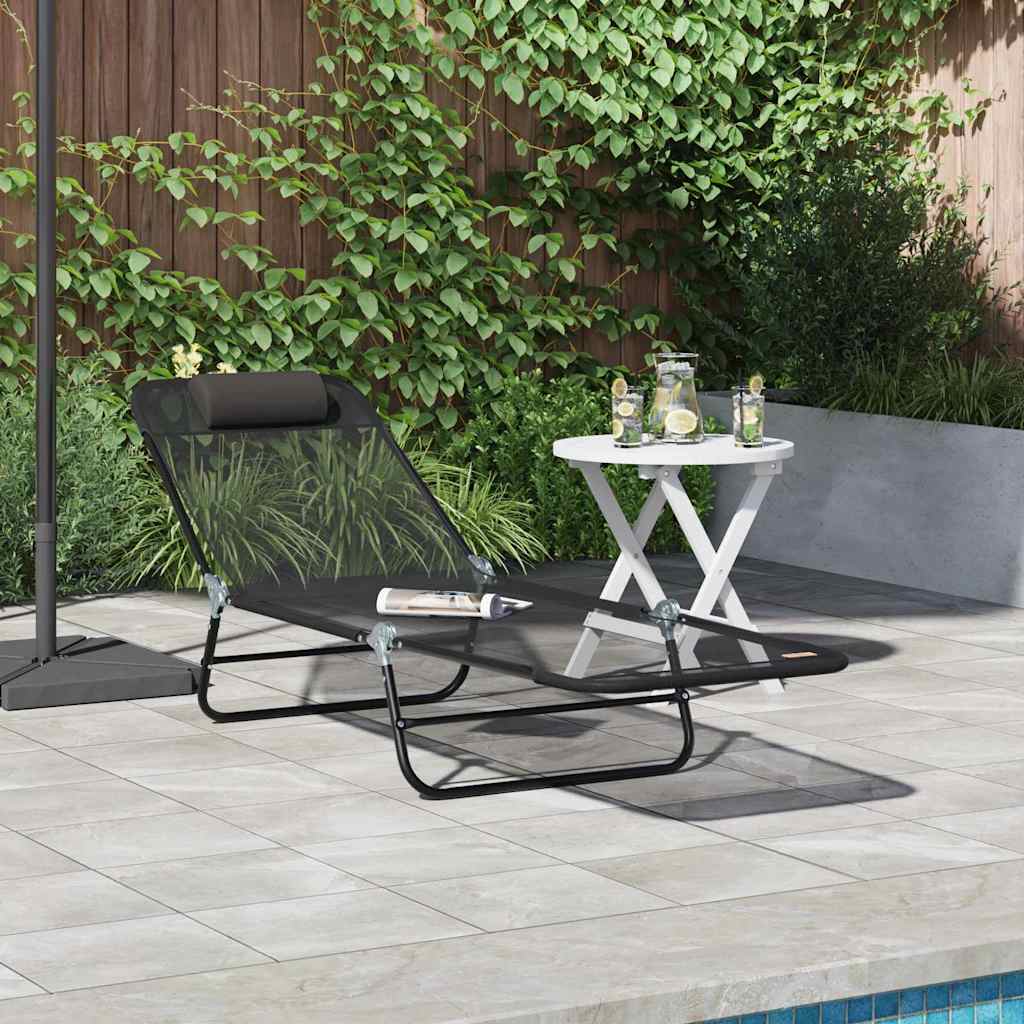 NEAGLEN Folding Sun Lounger Folding 182x55x85.5 cm Textilene - Black - Charlotte Dunes