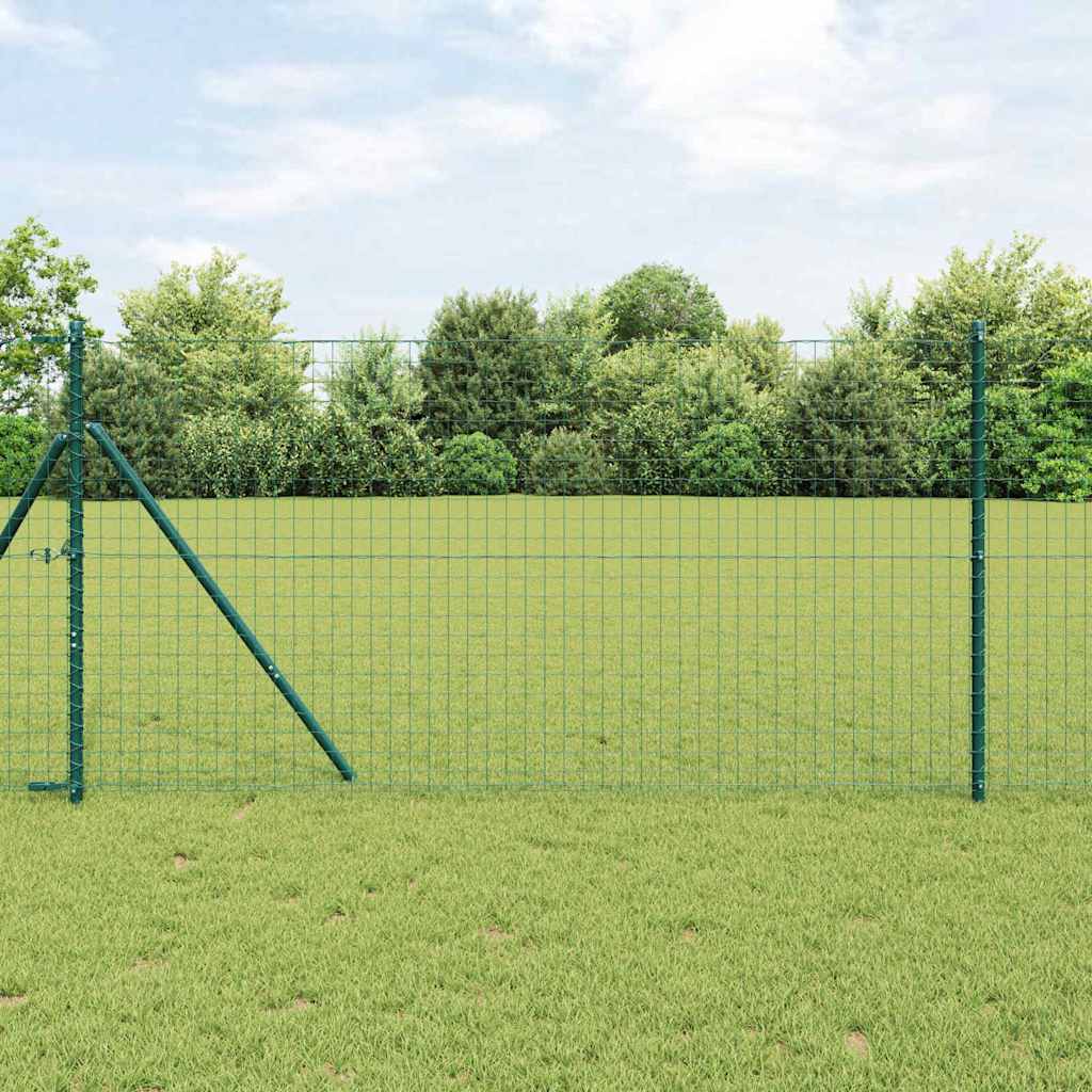 Fence Posts 7 pcs Green Diameter 32 mm 150 cm Galvanised Steel - The Home Maker
