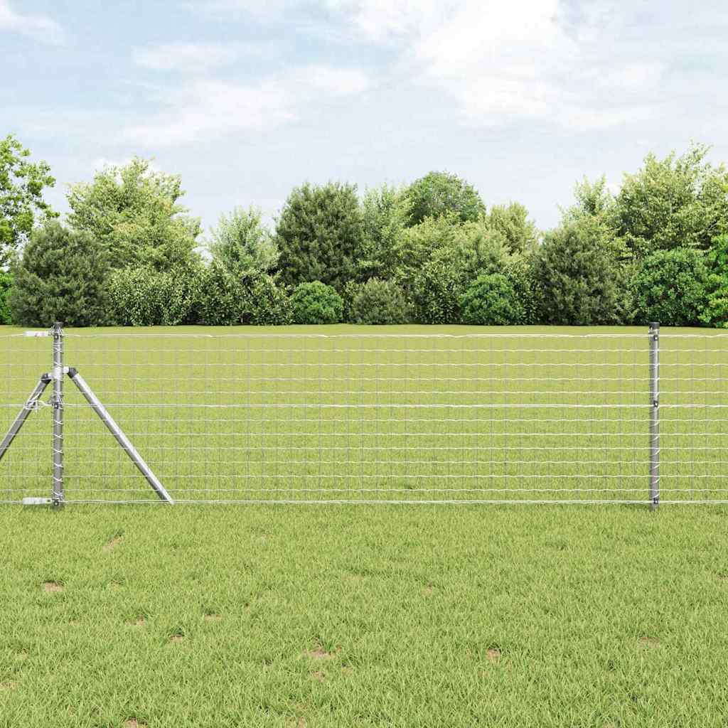 Fence Posts 13 pcs Diameter 32 mm 120 cm Galvanised Steel - Decor Base