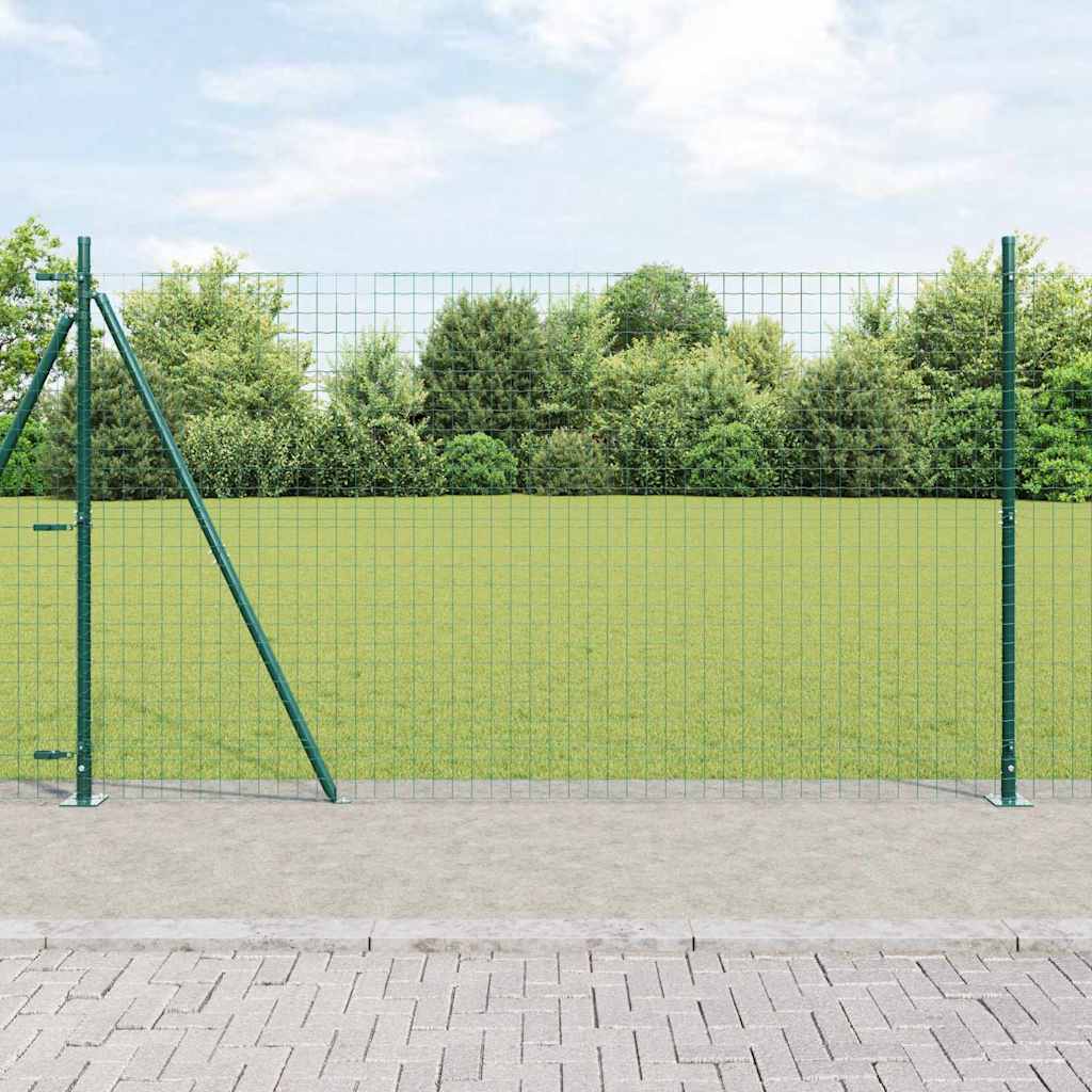 Fence Posts with Base Plates 7 pcs Diameter 32mm 88,5cm Galvanised Steel - Unbeatable Bargains