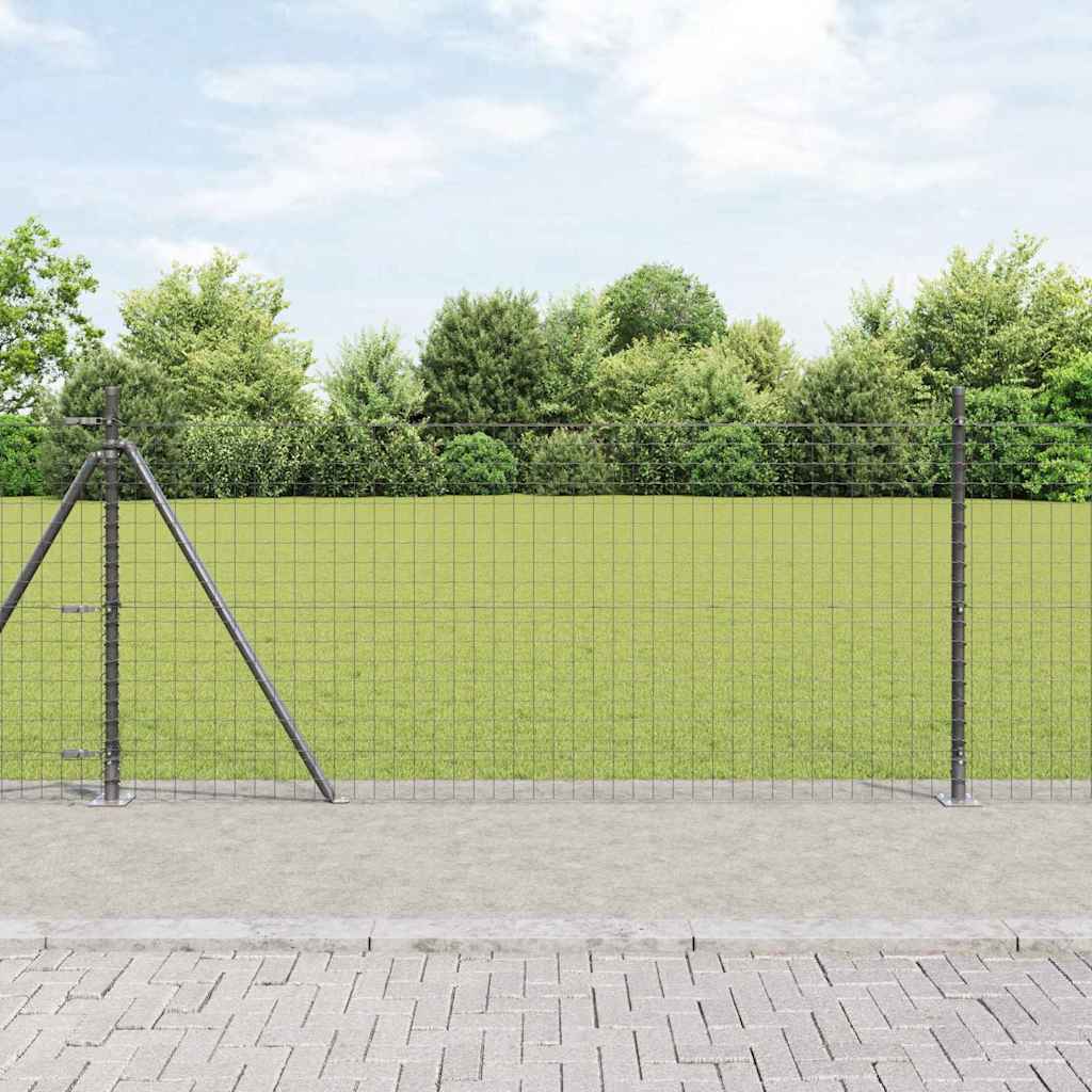 Fence Posts with Base Plates 13 pcs Diameter 32mm 90cm Galvanised Steel - All Things Good