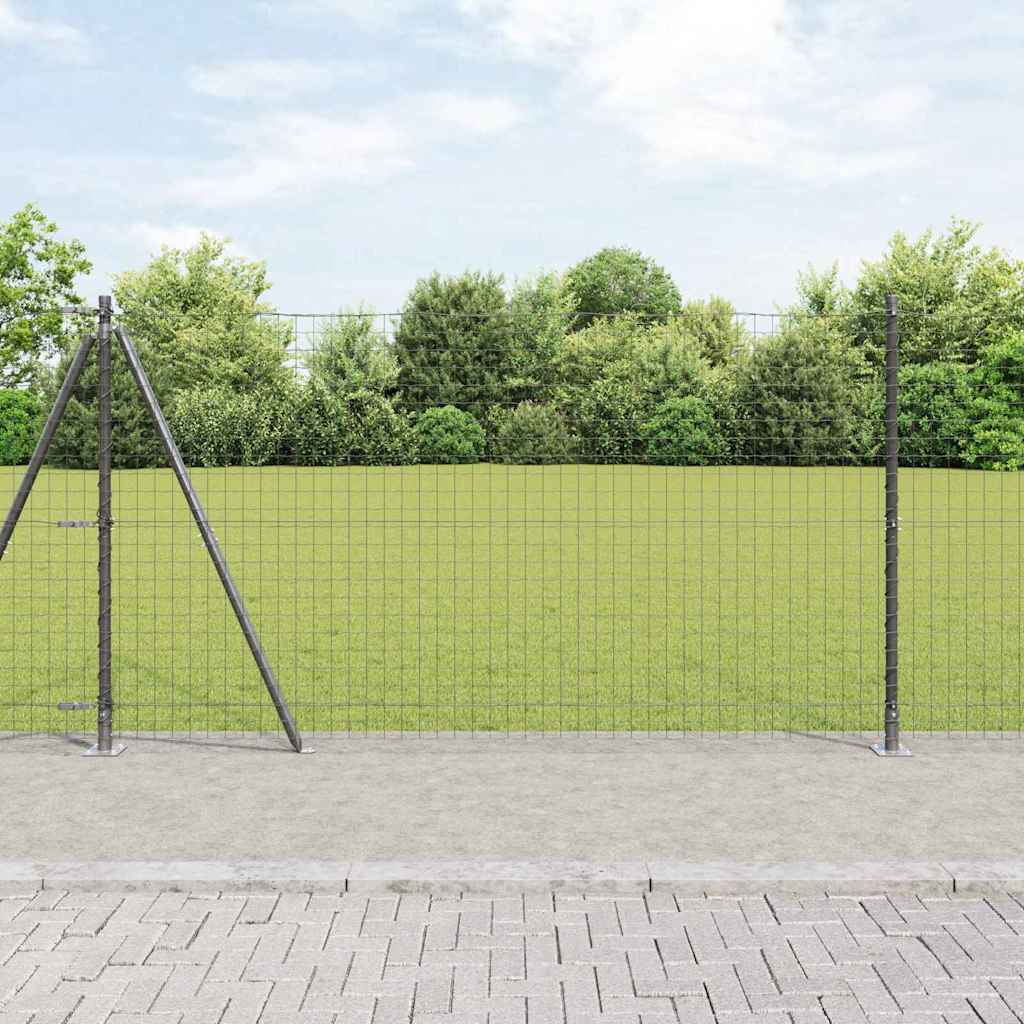 Fence Posts with Base Plates 7 pcs Diameter 32mm 78,5cm Galvanised Steel - All Things Good
