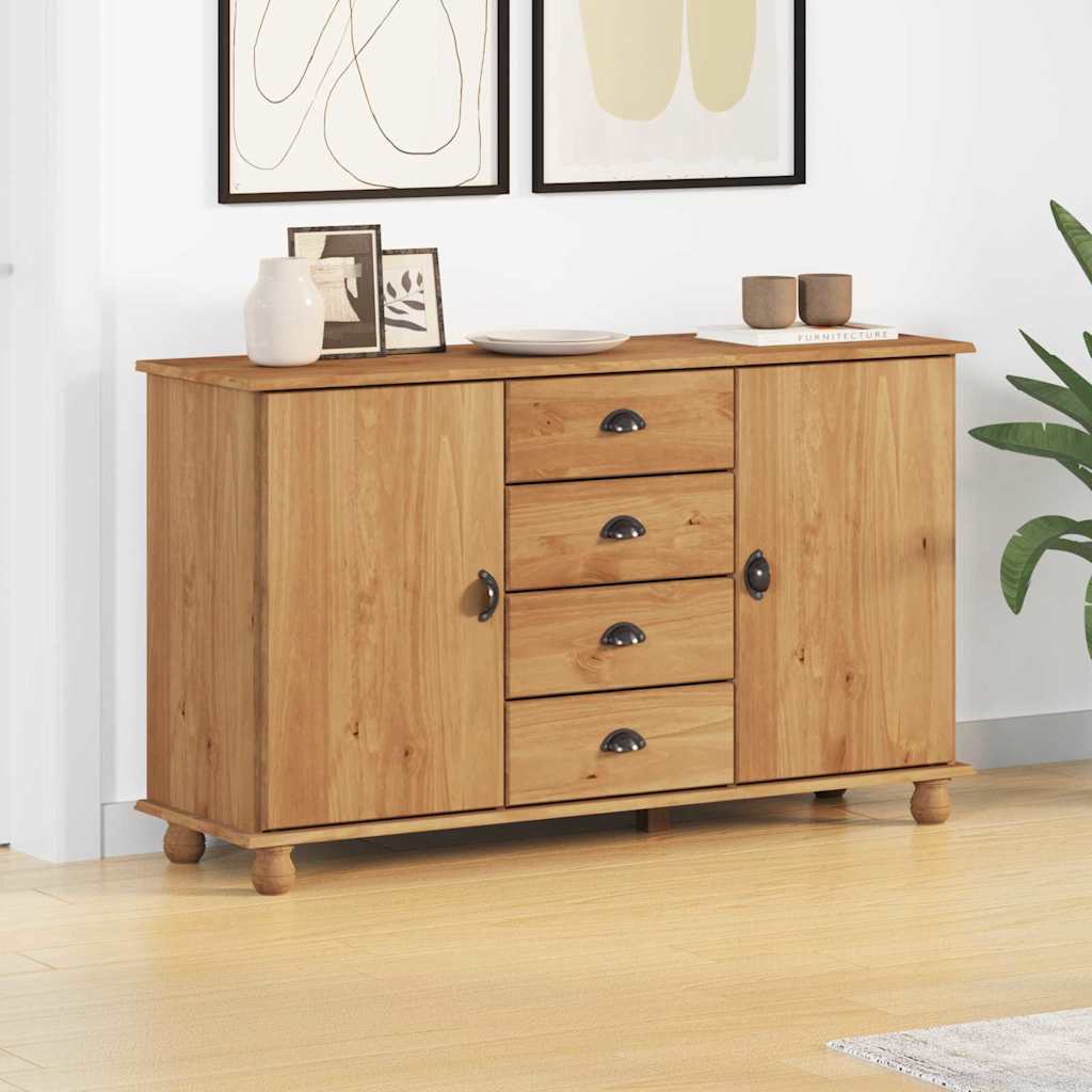 Sideboard "ASKIM" 133,5x40x79 cm Solid Wood Pine - Discount Dealers