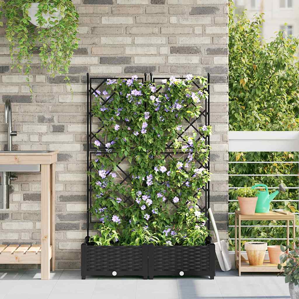 LIHRIDG Garden Planter 2 pcs 80x40x125.5 cm Steel - Black - Design Hut
