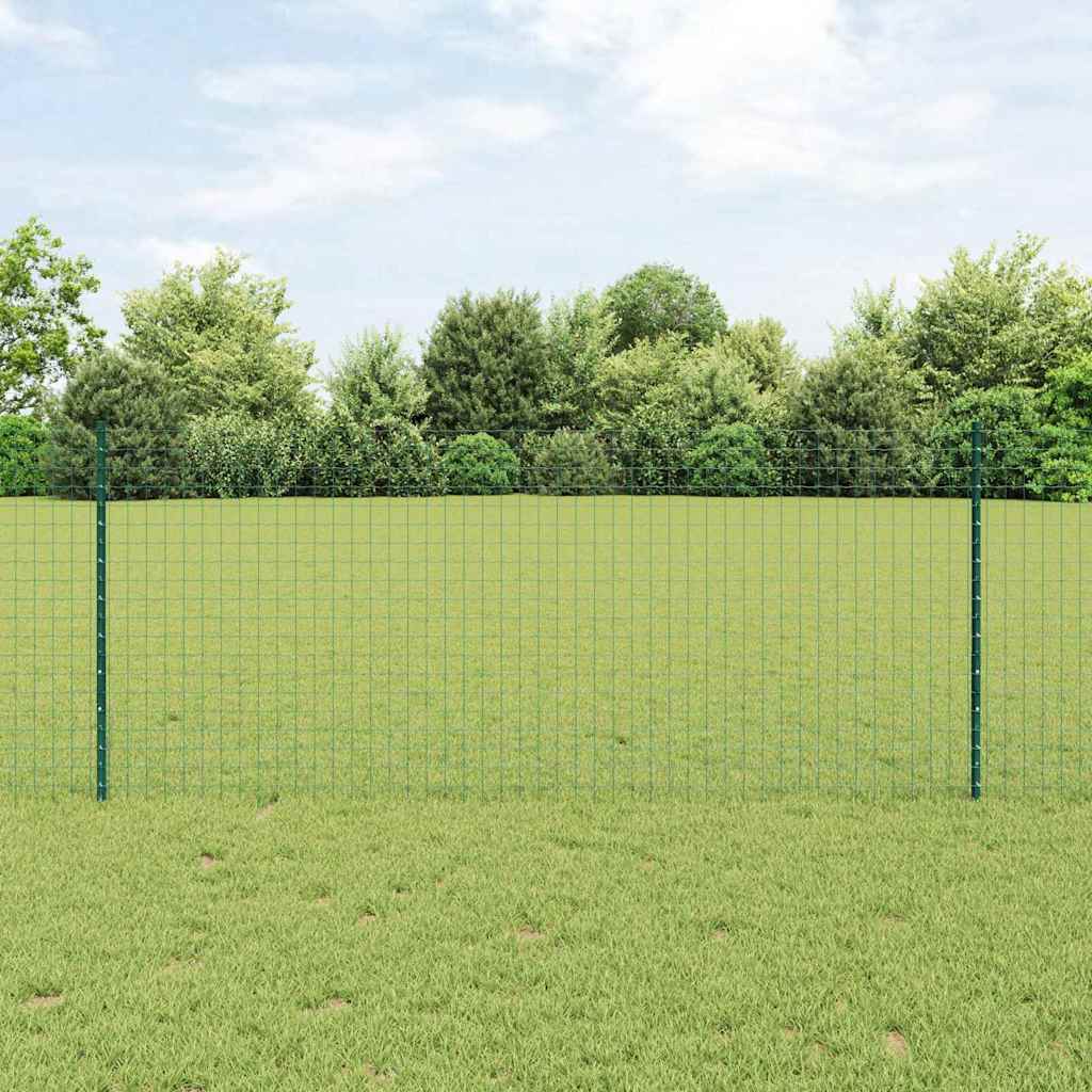 Fence Posts 11 pcs U-Channel Green 100 cm Steel - The Home Maker