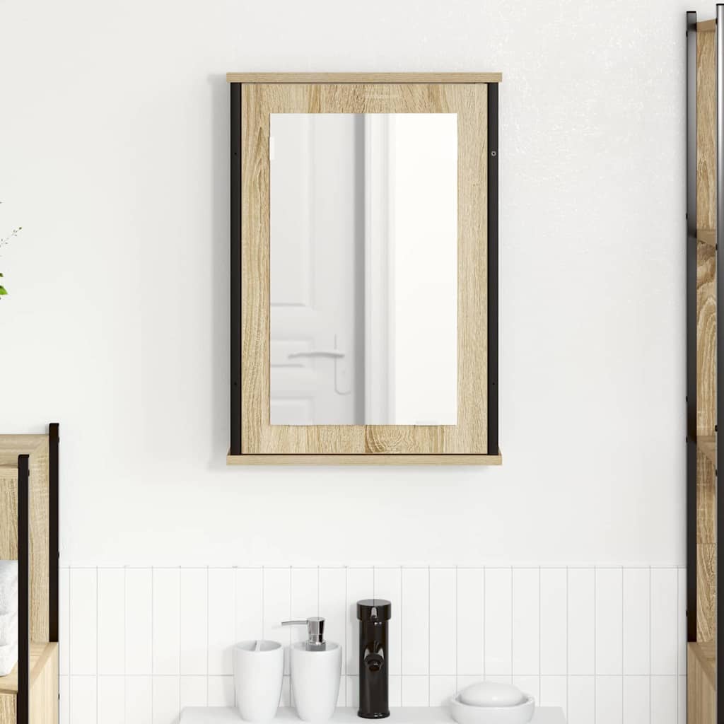 Mirror Cabinet Natural Oak Particle board, glass, metal Medium - Charlotte Dunes