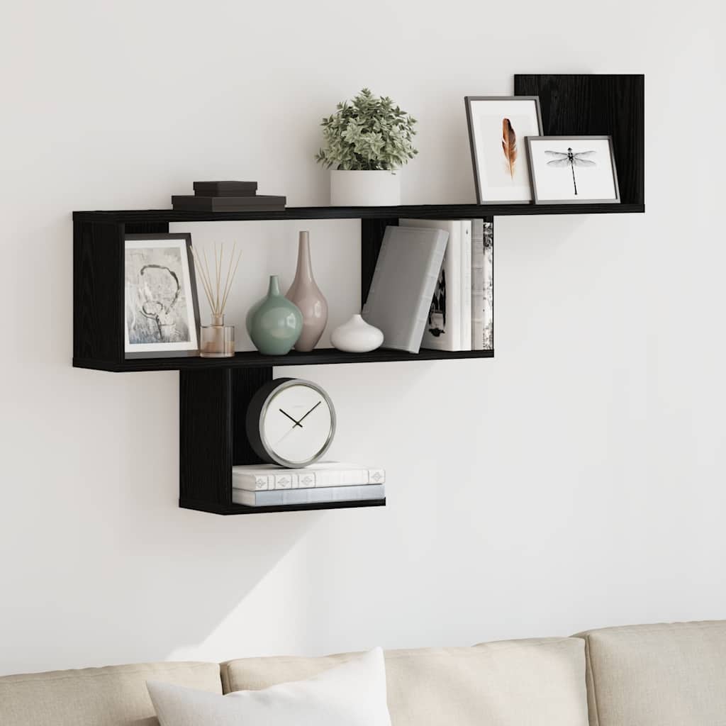 Wall Shelf Black Oak 100x15x70 cm Engineered Wood - Unbeatable Bargains