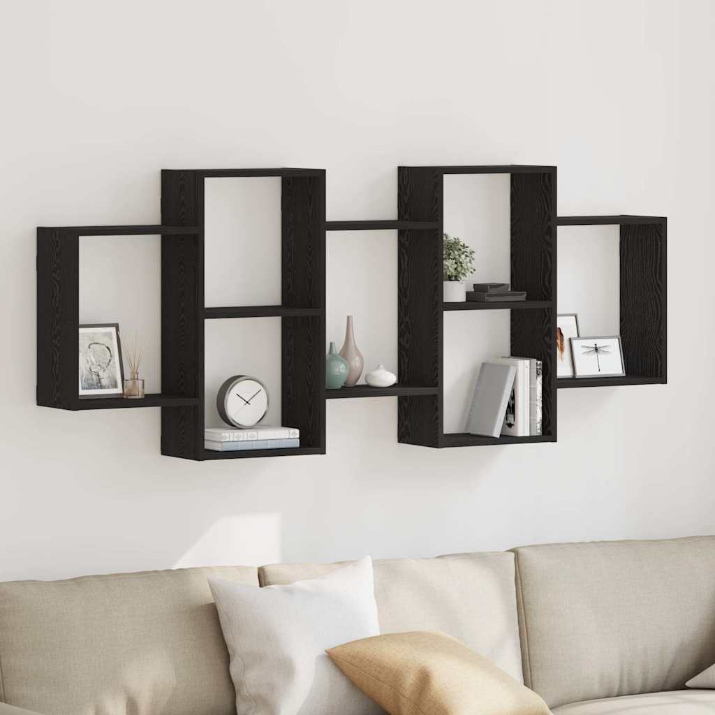 Wall Shelf Black Oak 159x18x65 cm Engineered Wood - Unbeatable Bargains