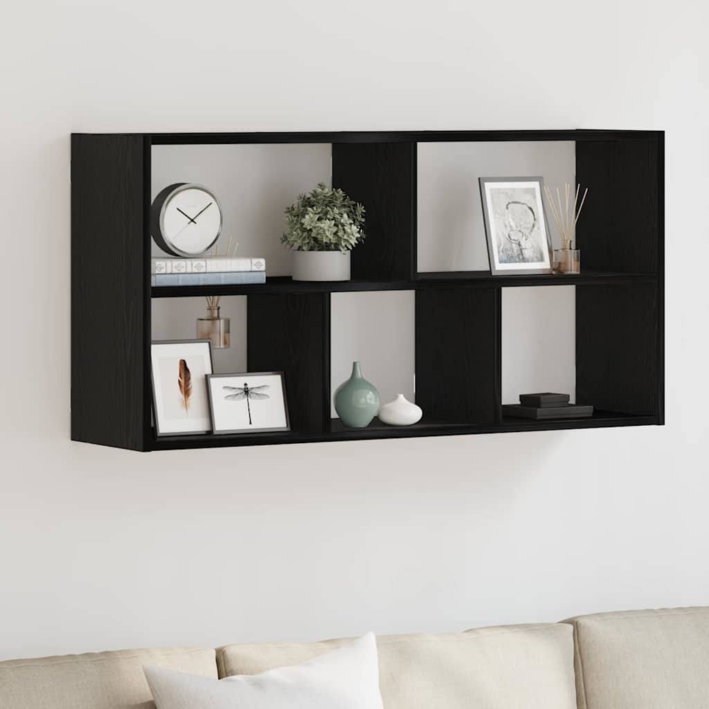 Wall Shelf Black Oak 100x25x50 cm Engineered Wood - All Things Good