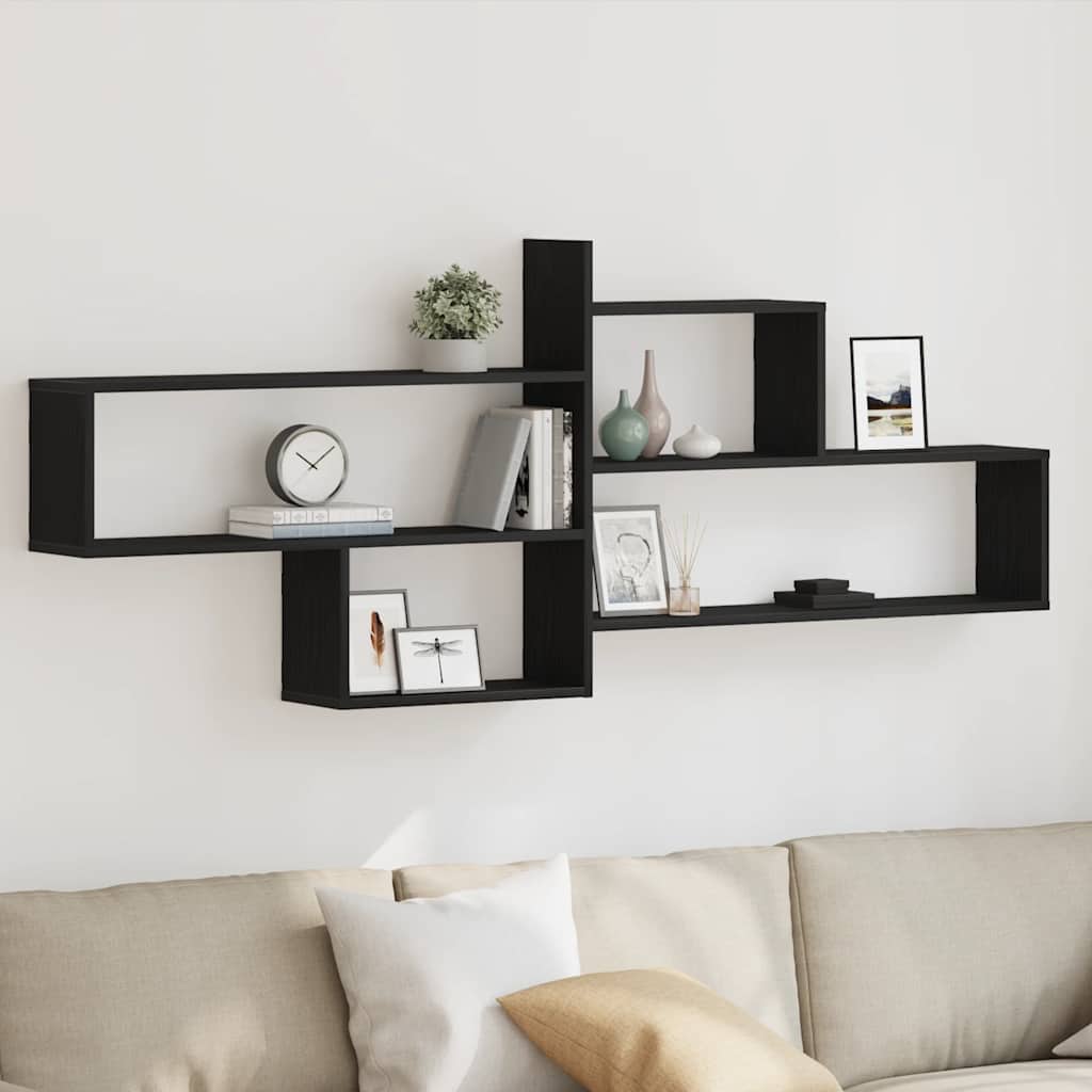 Wall Shelf Black Oak 167.5x18x68 cm Engineered Wood - Brittle & Co