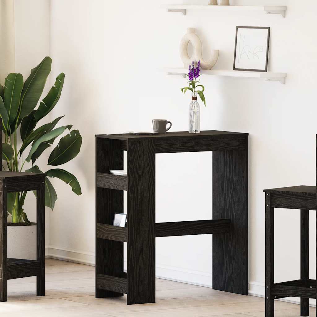 Bar Table with Racks Black Oak 90x40x103.5 cm Engineered Wood - Casper Homes