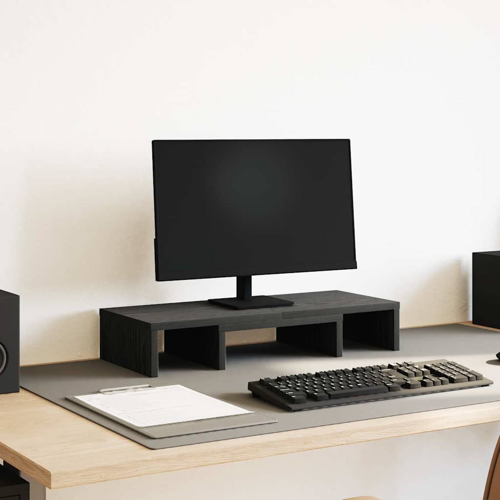 Monitor Stand Adjustable Black Oak 60x24x10.5 cm Engineered Wood - Decor Base