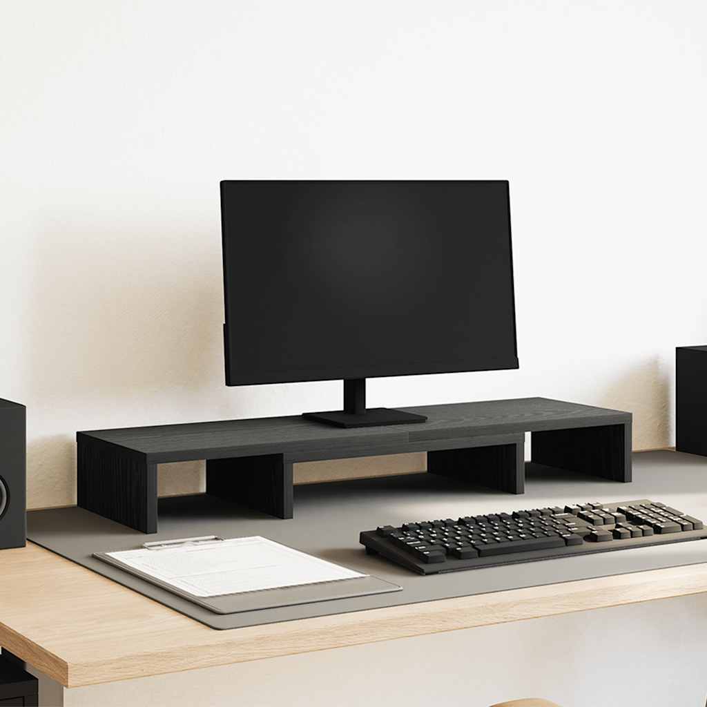 Monitor Stand Riser Adjustable Black Oak 80x24x10.5 cm - Merkel Designers