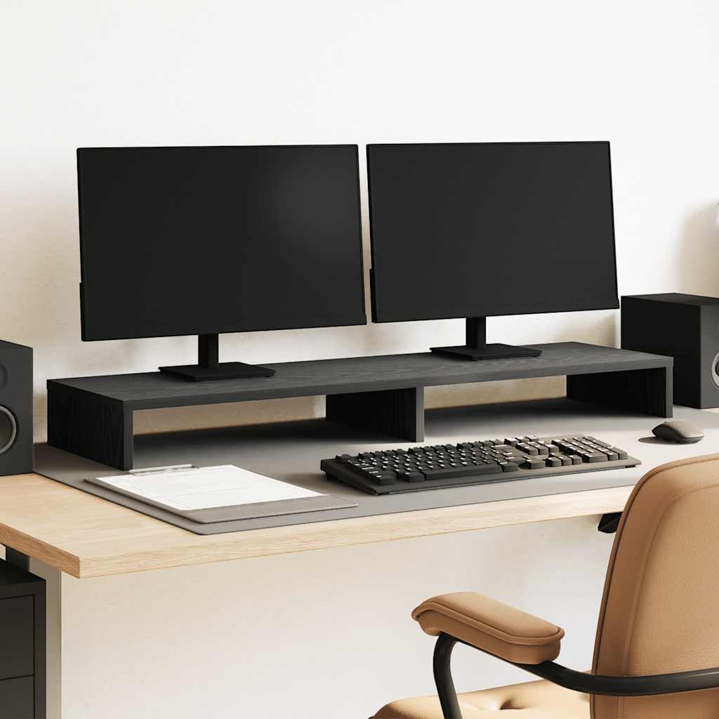 Monitor Stand Black Oak 100x27x10 cm Engineered Wood - All Things Good