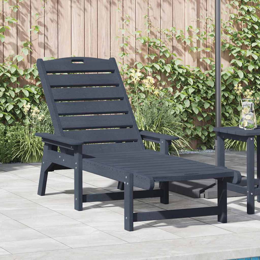 Sun Lounger Navy Blue 53x162x98.5 cm HDPE - Casper Homes