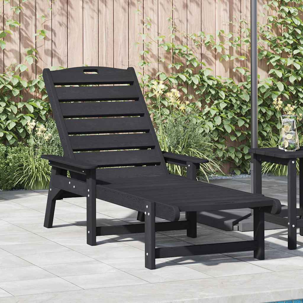 Sun Lounger Black 53x162x98.5 cm HDPE - Tyrell & Tyrell
