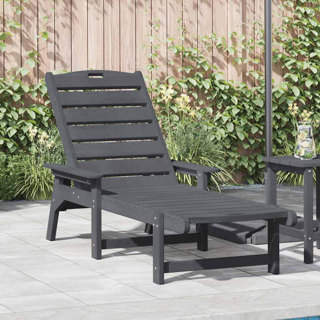 Sun Lounger Light Grey 53x162x98.5 cm HDPE - Decor Base