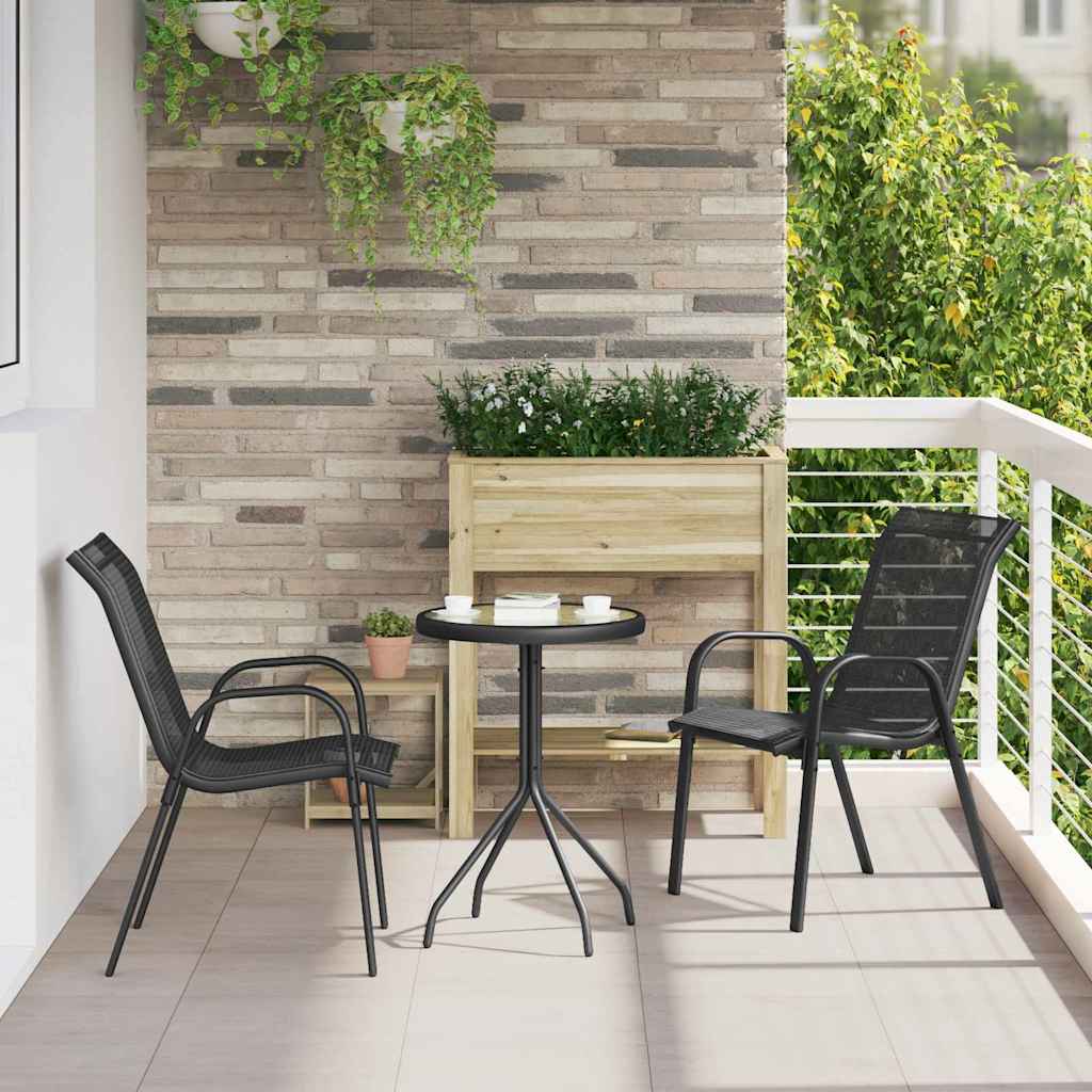 VEWICK Garden Bistro Set 3 pcs Steel - Black - Charlotte Dunes