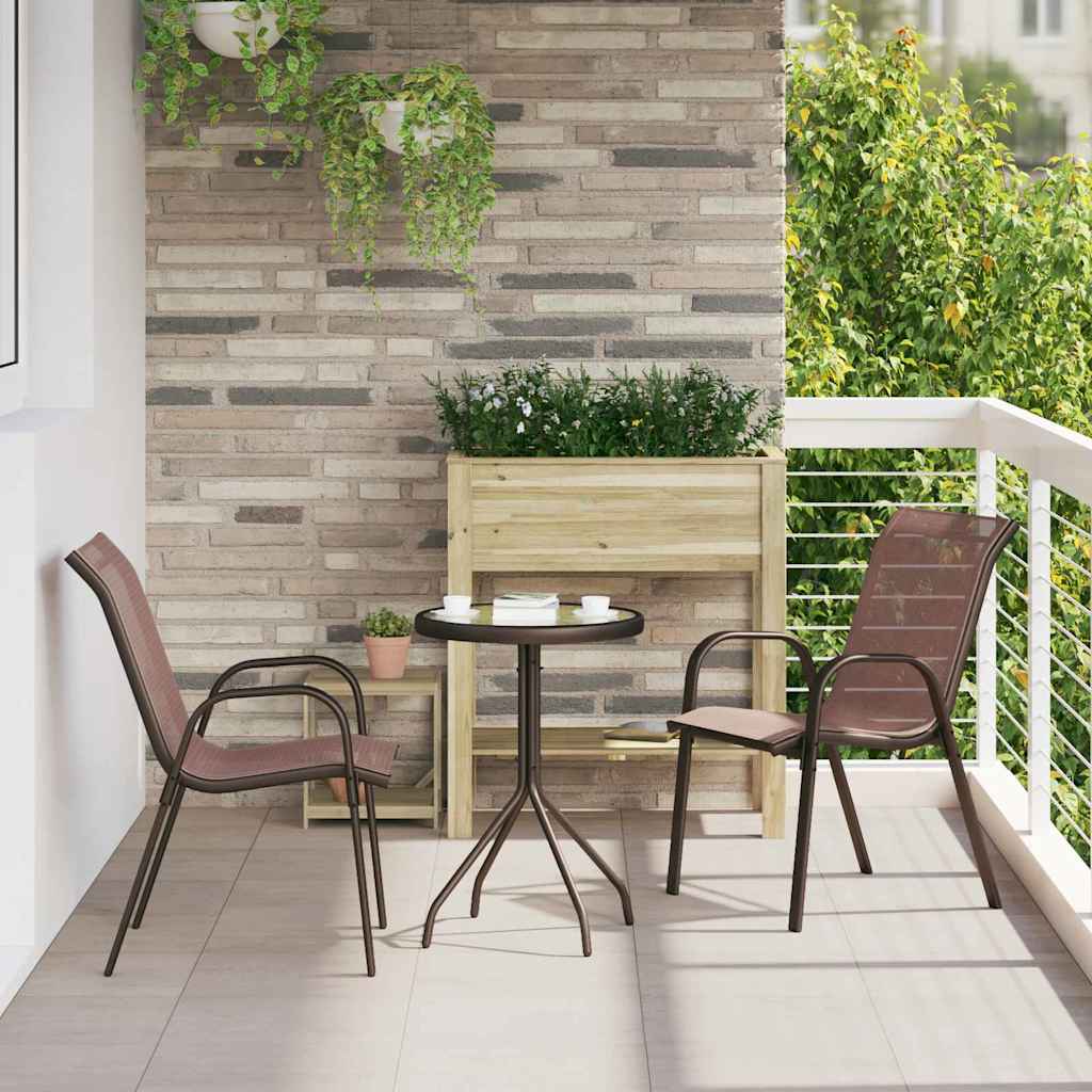 VEWICK Garden Bistro Set 3 pcs Steel - Brown - Charlotte Dunes