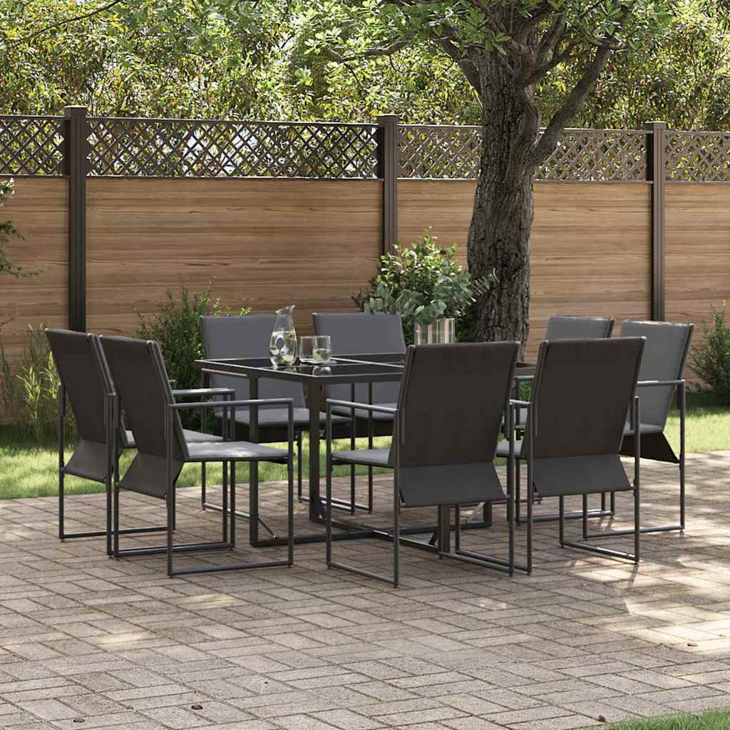 LEIFORD Garden Dining Set 9 pcs Steel - Black - Charlotte Dunes