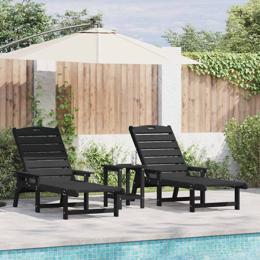 Sun Loungers 2 pcs Black 162x53x98,5 cm HDPE - Millennium Furniture