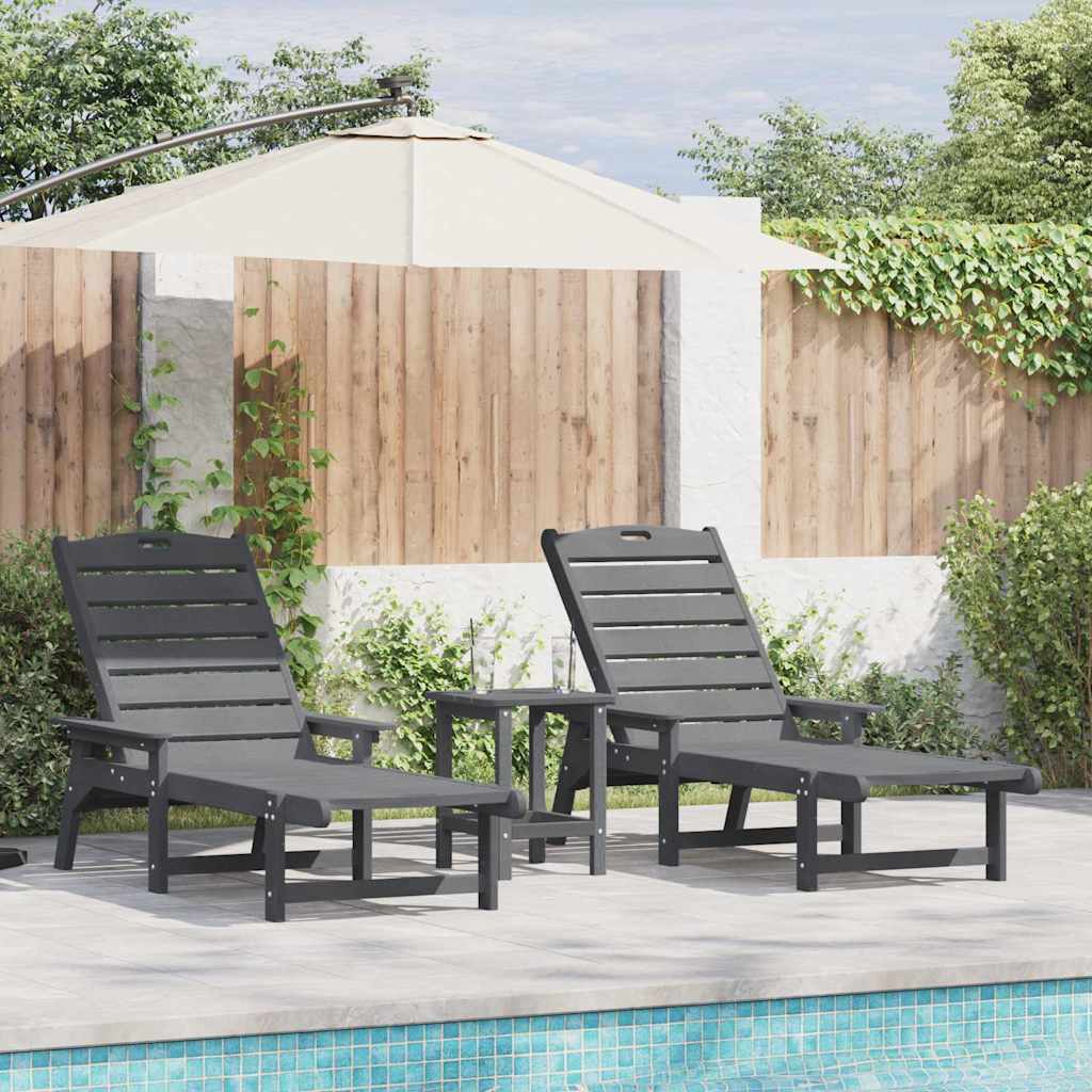 Sun Loungers 2 pcs Light Grey 162x53x98.5 cm HDPE - Sid & Sam