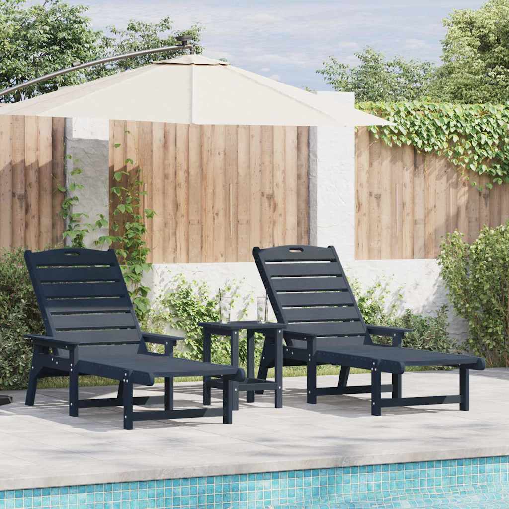 TITHAL Sun Lounger Reclining 3 pcs Polyethylene - Navy - Charlotte Dunes