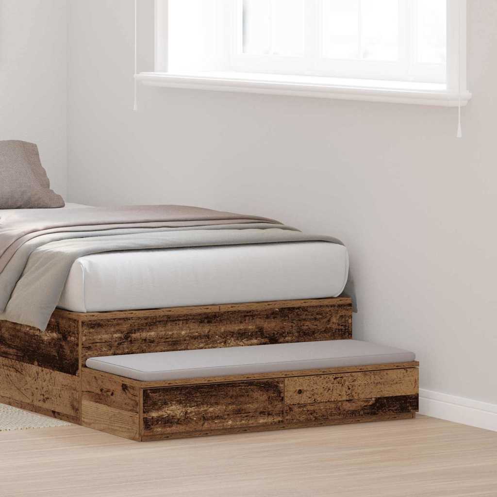 Bed Drawers in Old Wood - 100x36.5x16.5 cm, Made from Engineered Wood - Decor Base